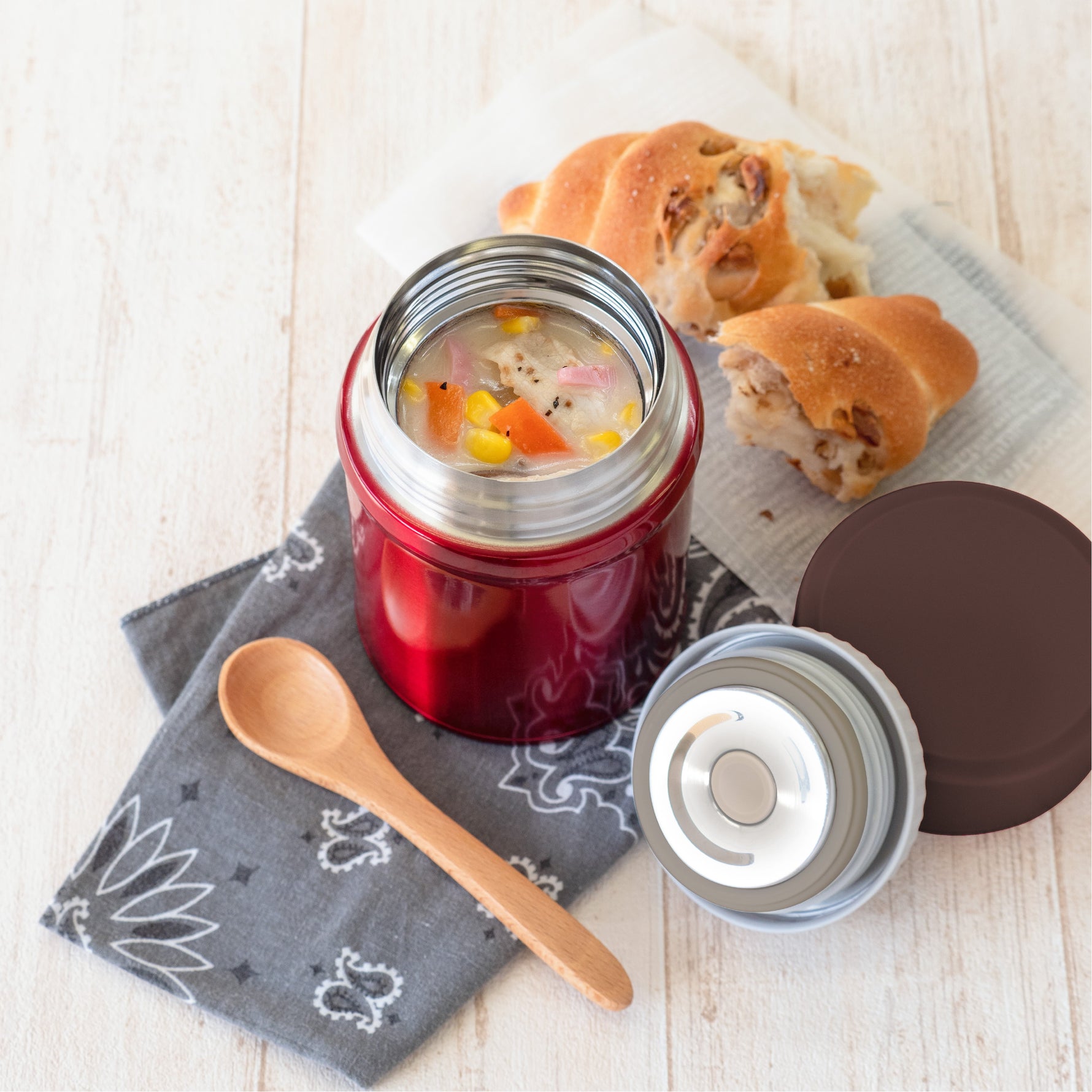 圧抜きボタン付きフードポットの登場です。