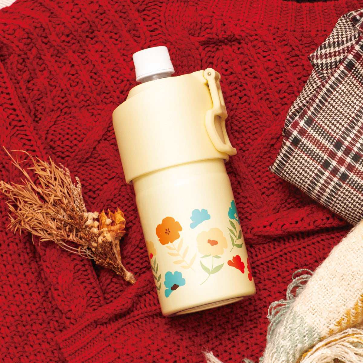 ボトルインボトル ペットボトルホルダー Eタイプ(花柄/折りたたみハンドル付き)