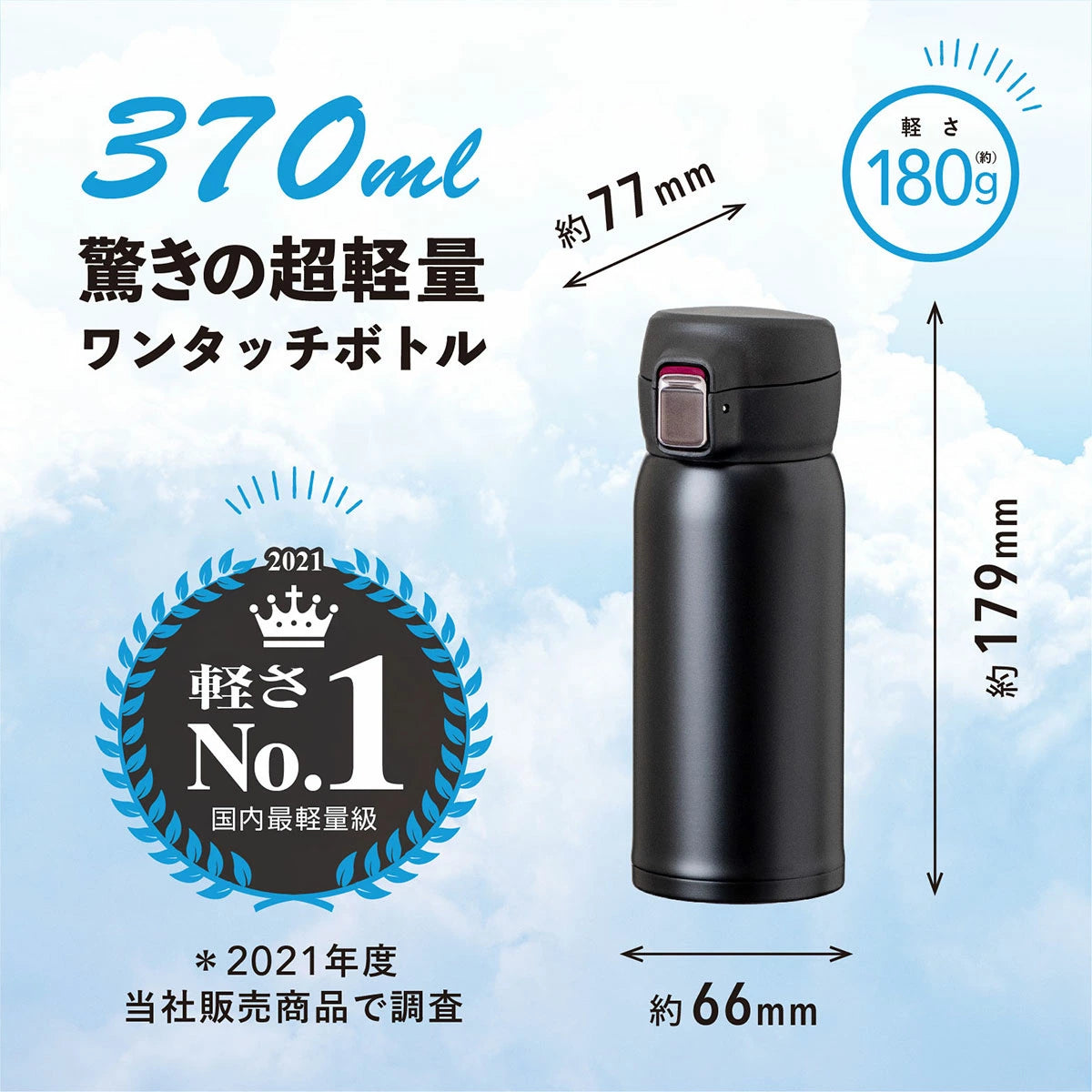 エアリスト 分解できる超軽量ワンタッチマグボトル 370ml/500ml/620ml/810ml