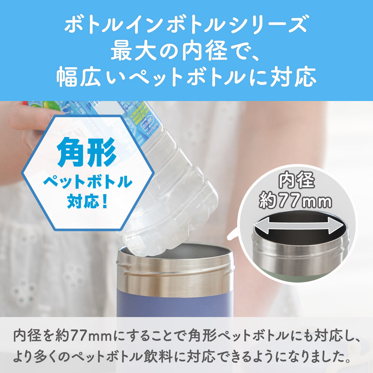 ボトルインボトル ペットボトルホルダー 折りたたみハンドル付き e2